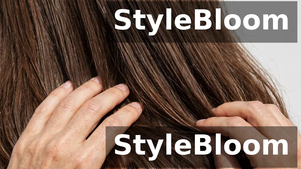 Illustration: hands smoothing serum through the lower half of long hair, with the scalp and roots untouched
