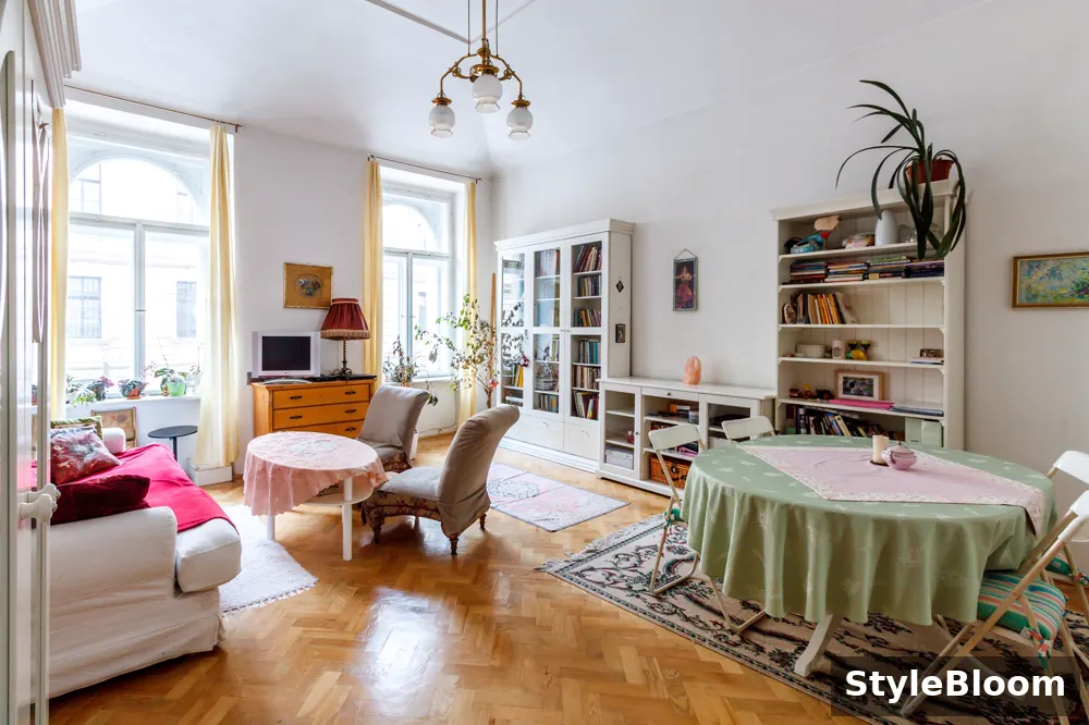 A calm tidy living room after a whole-house reset