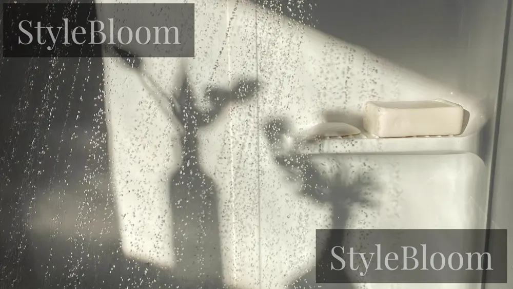 A stone shower, water running over soap