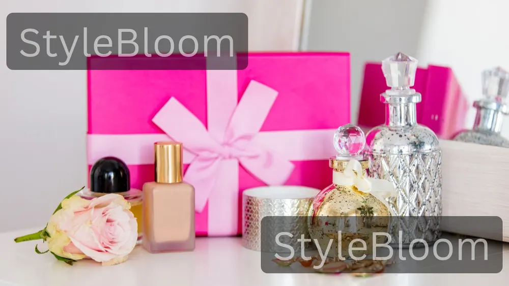 A wrapped gift with body care items beside it