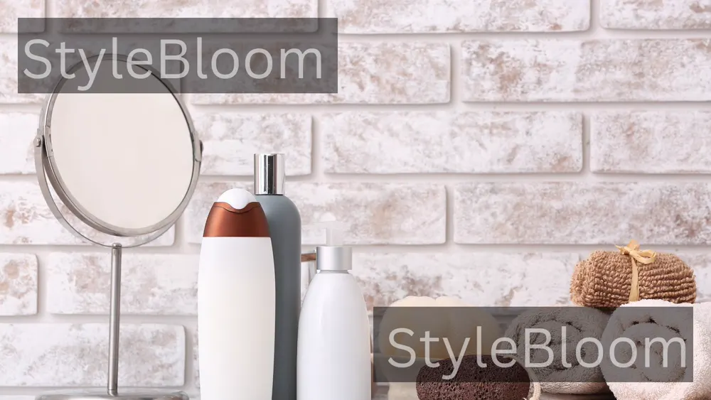 A bathroom scene with towels and body care items ready for a shower routine