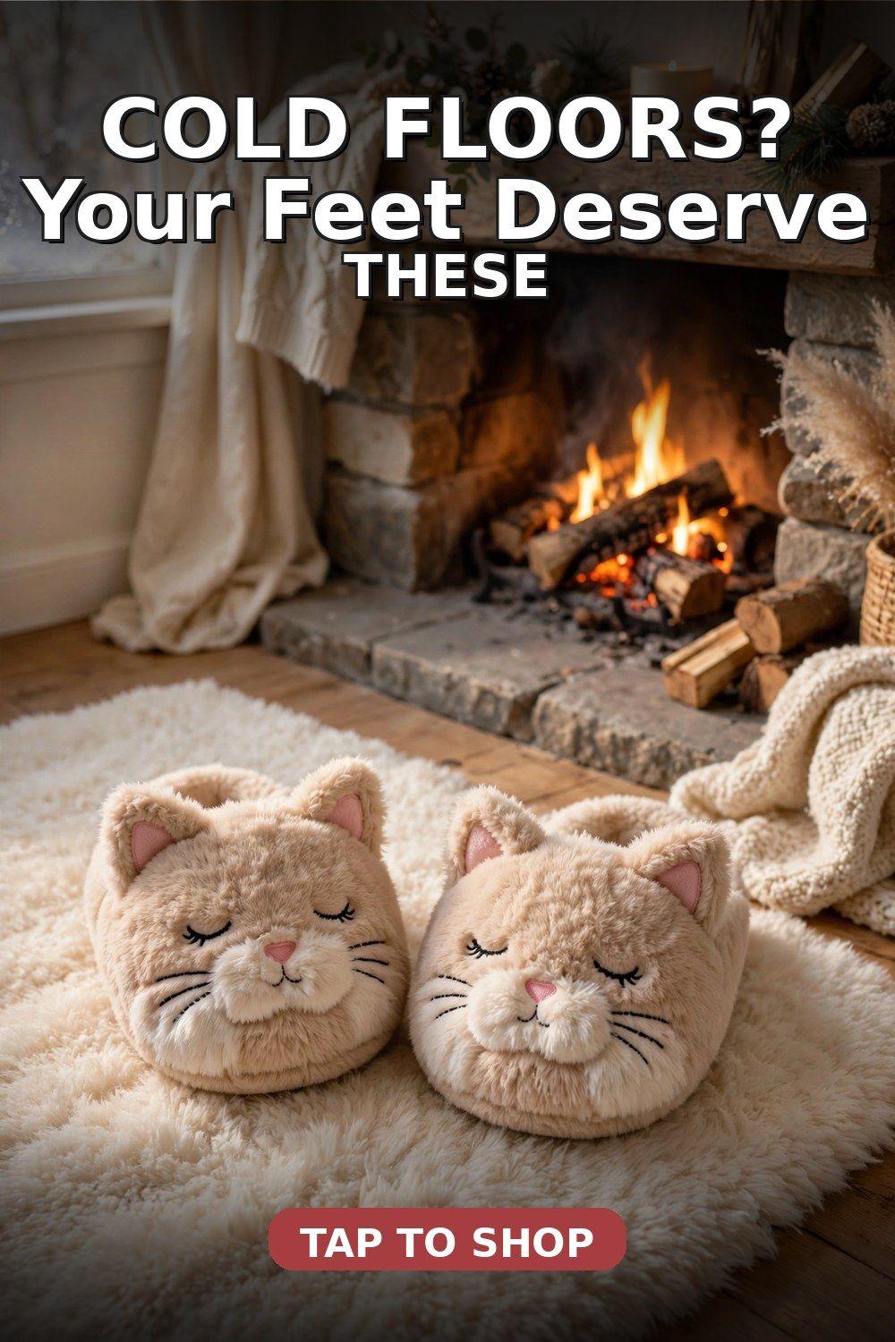 Fuzzy Cat Slippers