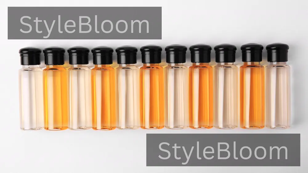 A row of body-care bottles, flat lay