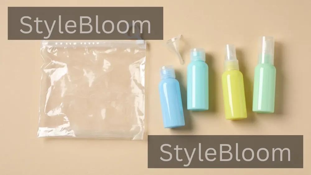 Small bottles with a wash bag