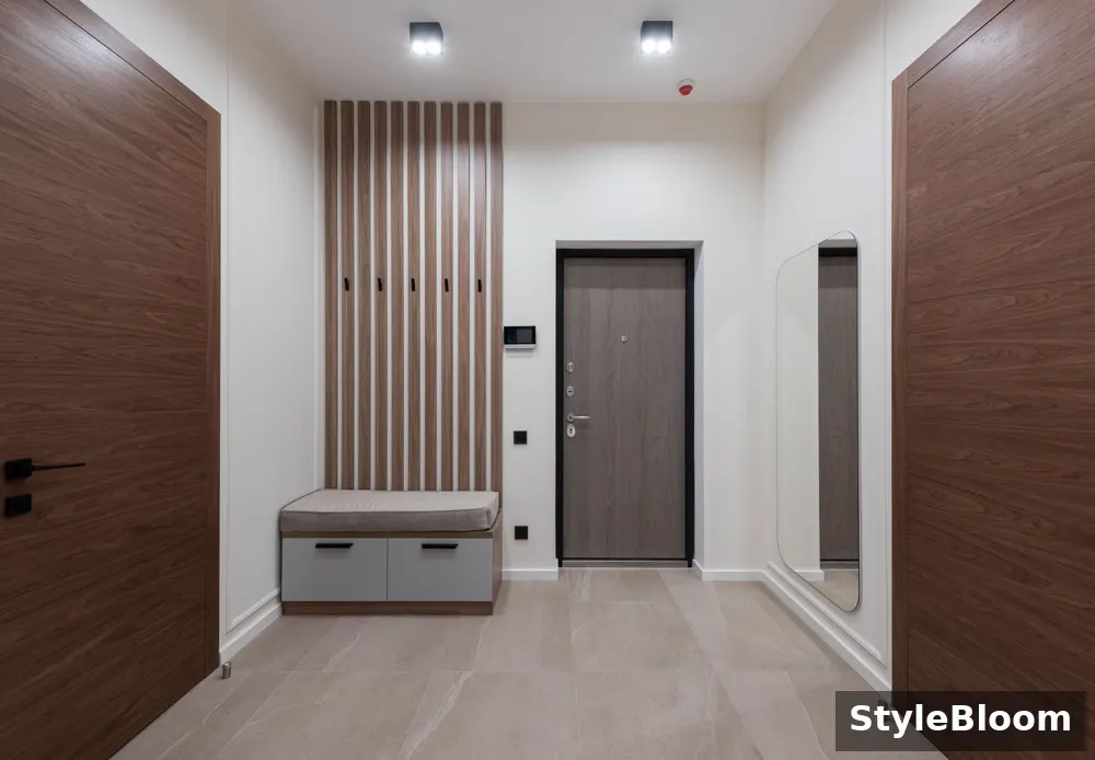 A clean hallway wall after dusting and washing with a microfiber cloth